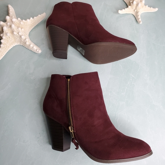 NEW New Wine Suede Ankle Booties - Picture 4 of 4
